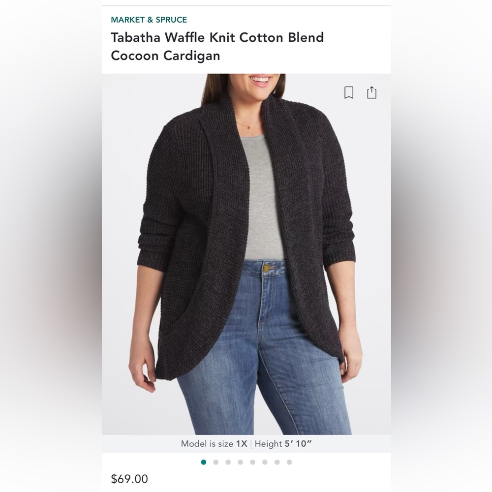 Open front waffle knit cardigan